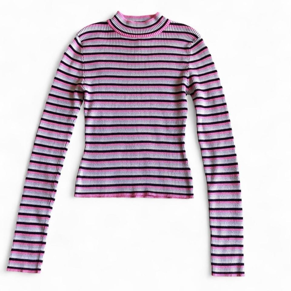 Arizona mock neck ribbed thermal long sleeve sweater crop top